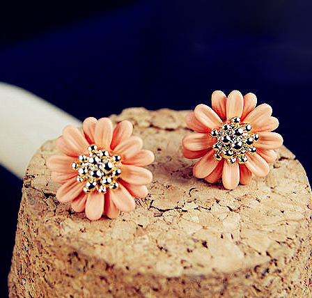 Korean Style Fresh Daisy Colorful Flower Stud Earrings