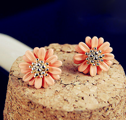 Korean Style Fresh Daisy Colorful Flower Stud Earrings