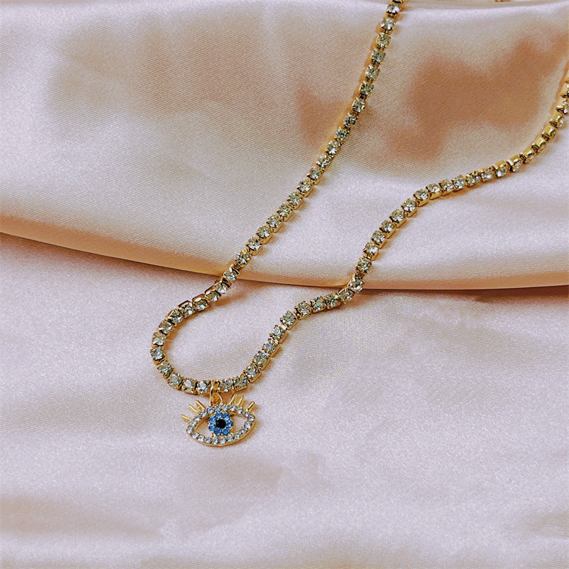 Vintage Devil Eye Rhinestone Choker Necklace for Women