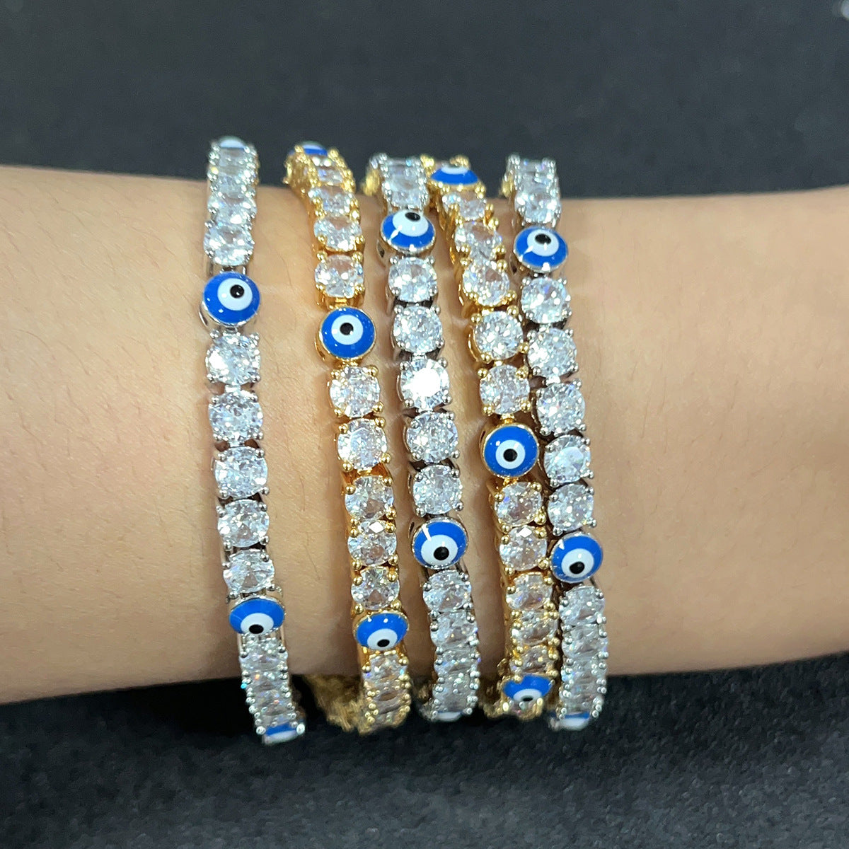 Hip Hop Style Tennis Bracelet with Zircon Devil Eye