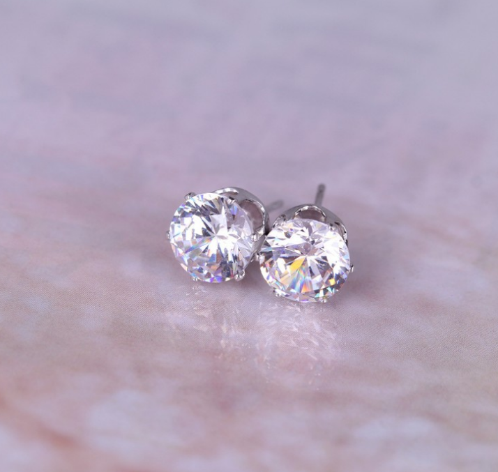 Korean Fashion Stud Earrings with Colorful Zirconia