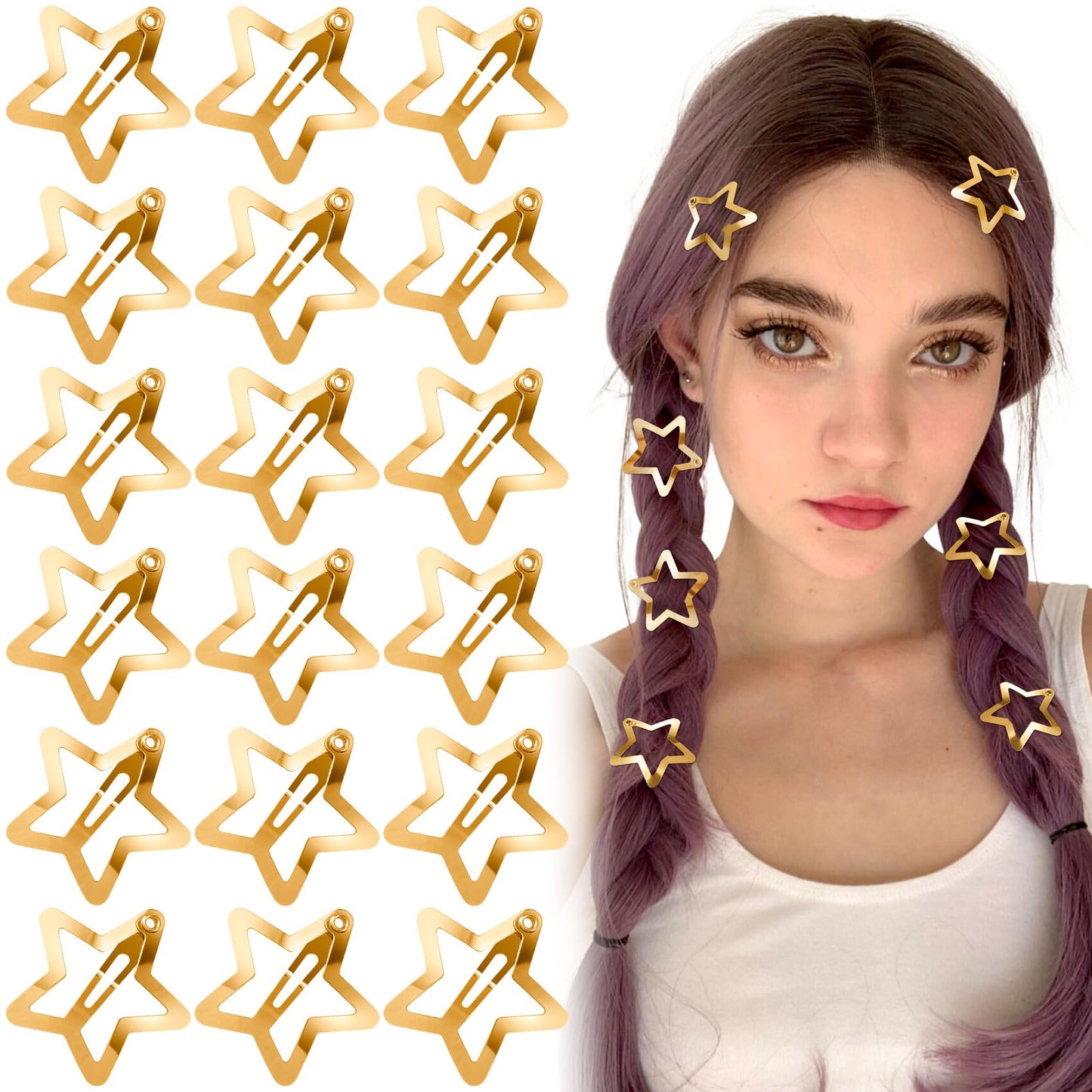 Golden Star 20-Piece Hair Clips Set: Non-Slip Metal Barrettes
