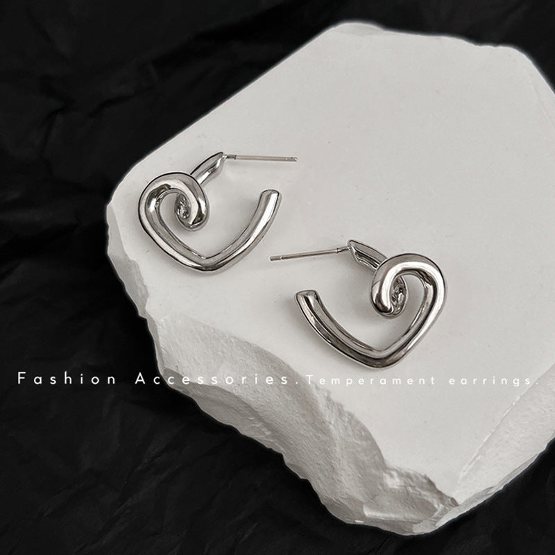 Heart Pearl 925 Silver Needle Earrings with Tassels