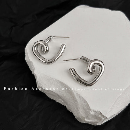 Heart Pearl 925 Silver Needle Earrings with Tassels