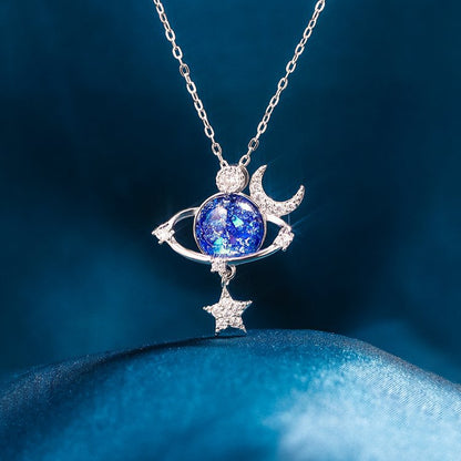 S925 Starry Moon and Star Zircon Necklace for Women