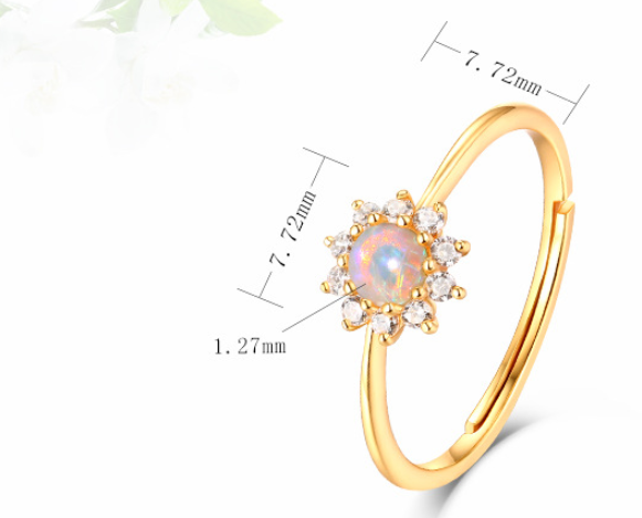 S925 Silver and 9K Gold Sunflower Adjustable Ring