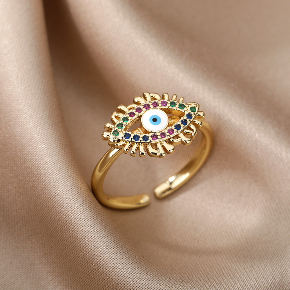 Korean Style Adjustable Heart Design Devil Eye Ring
