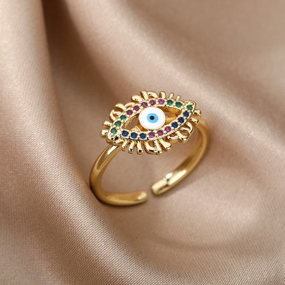 Korean Style Adjustable Heart Design Devil Eye Ring