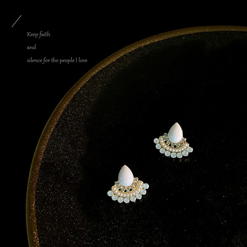 Heart Pearl 925 Silver Needle Earrings with Tassels
