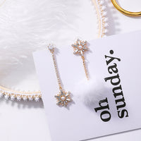Korean-Japanese Fashion Heart Snowflake Pearl Earrings