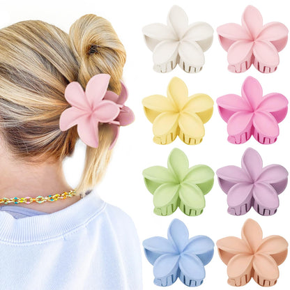 Tropical Plumeria Hair Claw Clips 8-Pack
