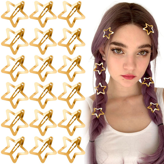 Golden Star 20-Piece Hair Clips Set: Non-Slip Metal Barrettes