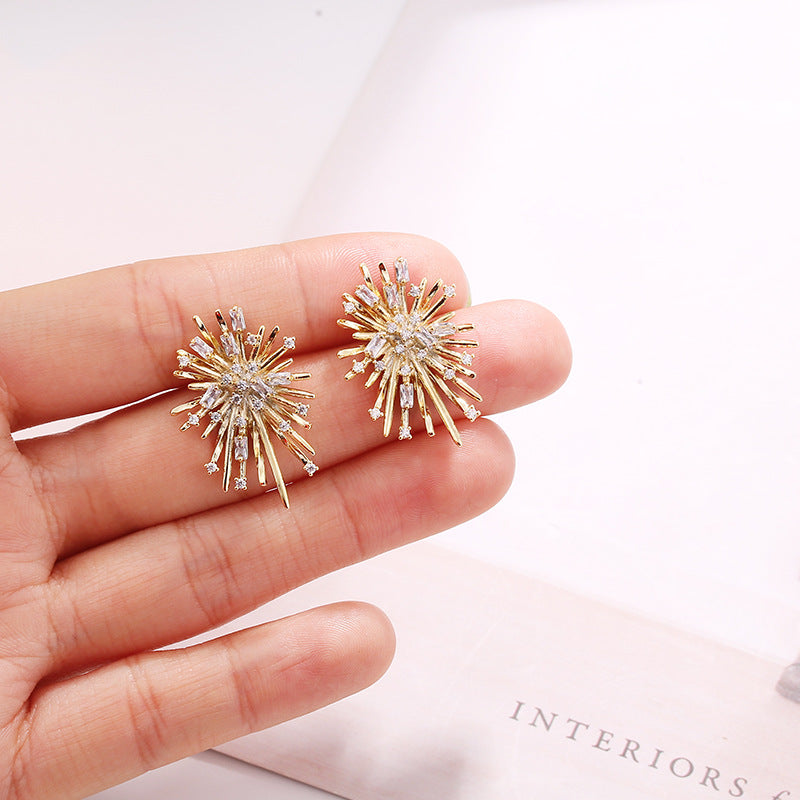 Korean Style 925 Silver Zirconia Stud Earrings