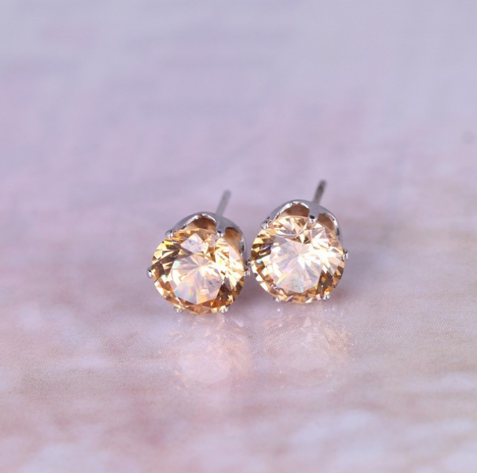 Korean Fashion Stud Earrings with Colorful Zirconia