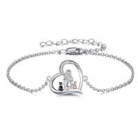 YFN Cat Bracelets Sterling Silver Adjustable Animal Bracelet Jewelry Gifts for Women 7"+2".