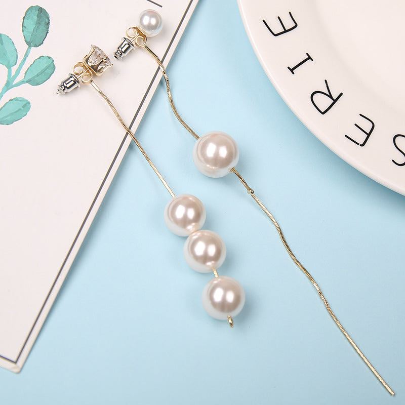 925 Silver Bow Earrings with Pearl Heart and Tassels