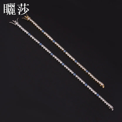 Hip Hop Style Tennis Bracelet with Zircon Devil Eye