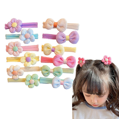 Sweet Bow & Floral Kids Hair Ties - 12PC Set