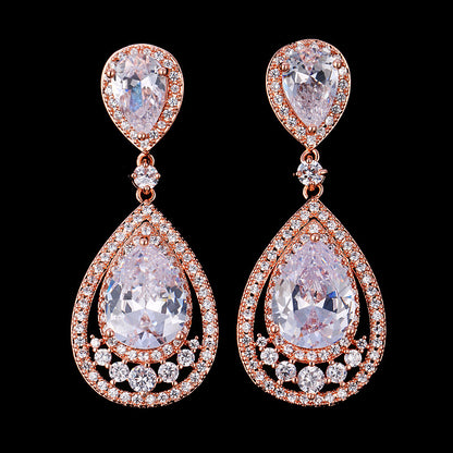 Colorful Waterdrop Earrings with Zircon Inlay