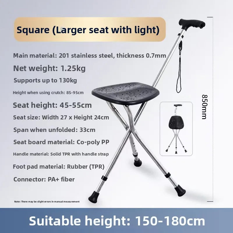 Portable Lightweight Hiking Cane Chair Anti-Slip Elderly Walking Stick Mountain Climbing Trekking Padded  Folding Outdoor...