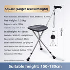 Portable Lightweight Hiking Cane Chair Anti-Slip Elderly Walking Stick Mountain Climbing Trekking Padded  Folding Outdoor...
