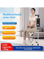 Portable Lightweight Hiking Cane Chair Anti-Slip Elderly Walking Stick Mountain Climbing Trekking Padded  Folding Outdoor...