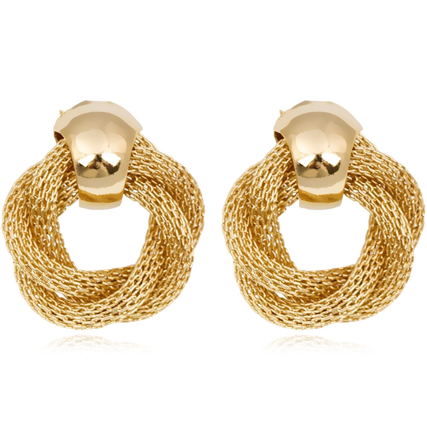 REELMAR Gold Geometric Clip On Earrings for Women Trendy Twisted Chain Dupes Earrings Minimalist Statement Earrings No Piercing Clips (Chain-Gold)