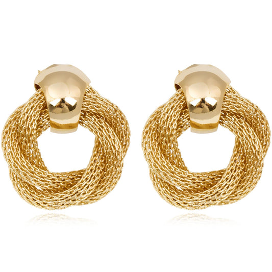 REELMAR Gold Geometric Clip On Earrings for Women Trendy Twisted Chain Dupes Earrings Minimalist Statement Earrings No Piercing Clips (Chain-Gold)