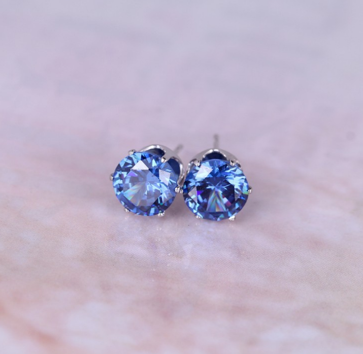 Korean Fashion Stud Earrings with Colorful Zirconia