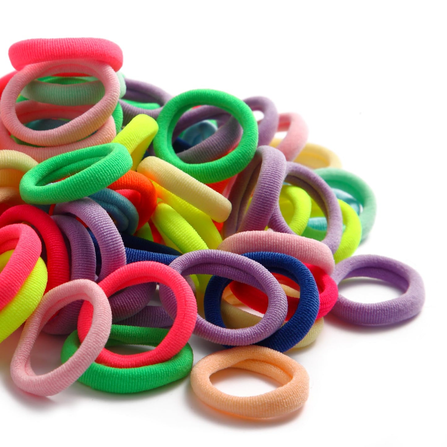 100-Pack Multicolor Elastic Hair Ties for All Ages