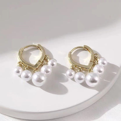 Heart Pearl 925 Silver Needle Earrings with Tassels