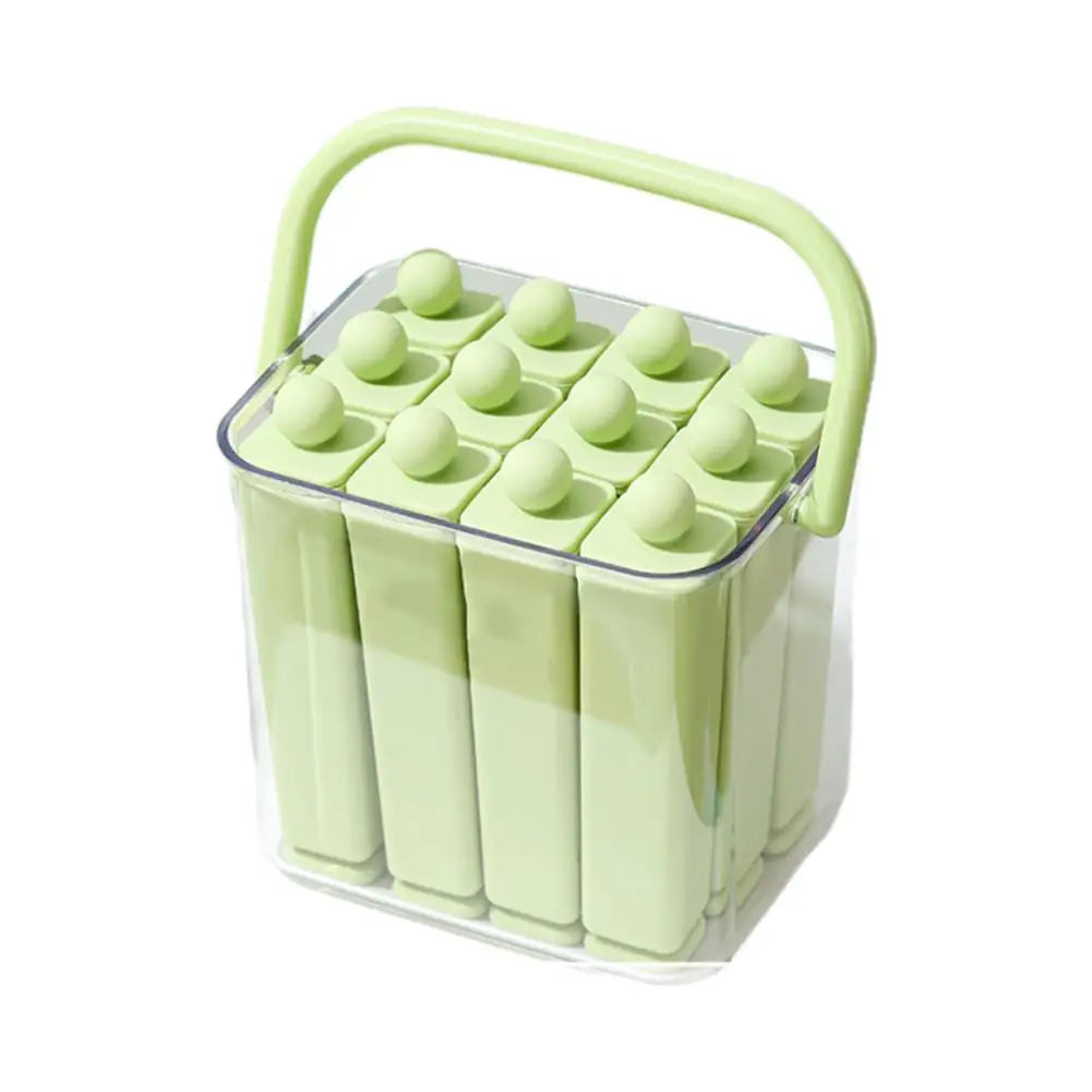 10/6 Cavity Long Silicone Ice Cube Mold with Storage Box, Food Grade Ice Pop Maker with Handle, Reusable Ice Tray for Freezer