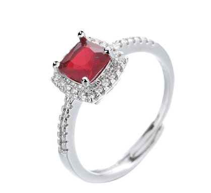 Square Zircon Ring with Gold Plating and Diamonds