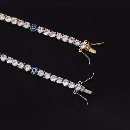 Hip Hop Style Tennis Bracelet with Zircon Devil Eye