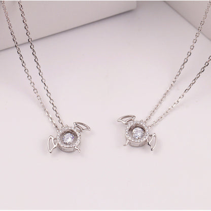 S925 Silver Necklace with Zircon Devil Design