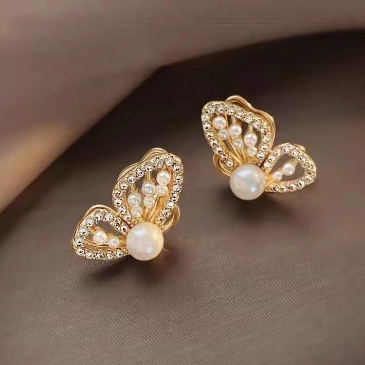 Heart Pearl 925 Silver Needle Earrings with Tassels