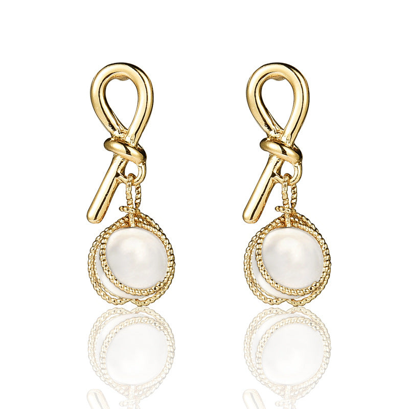 925 Silver Bow Earrings with Pearl Heart and Tassels