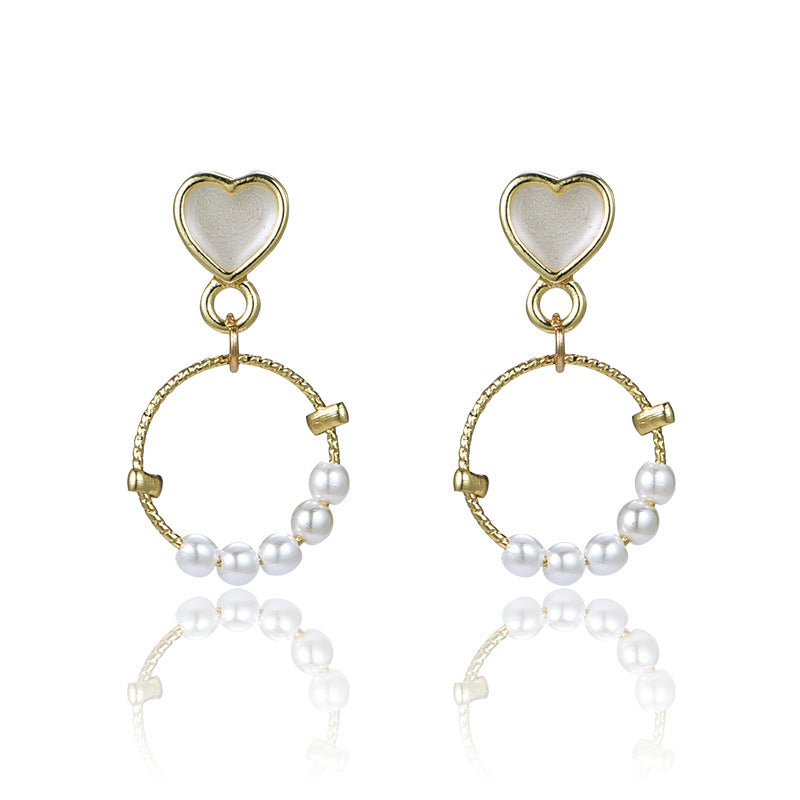 925 Silver Bow Earrings with Pearl Heart and Tassels