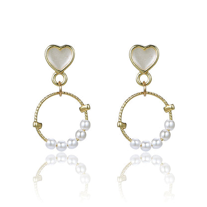 925 Silver Bow Earrings with Pearl Heart and Tassels