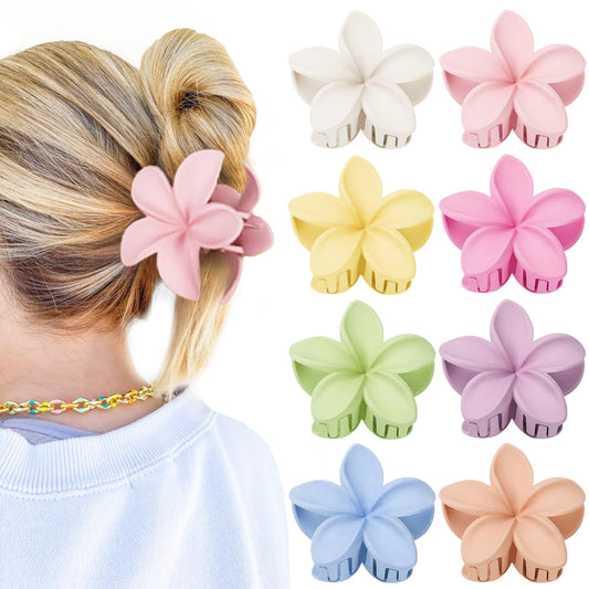 Tropical Plumeria Hair Claw Clips 8-Pack