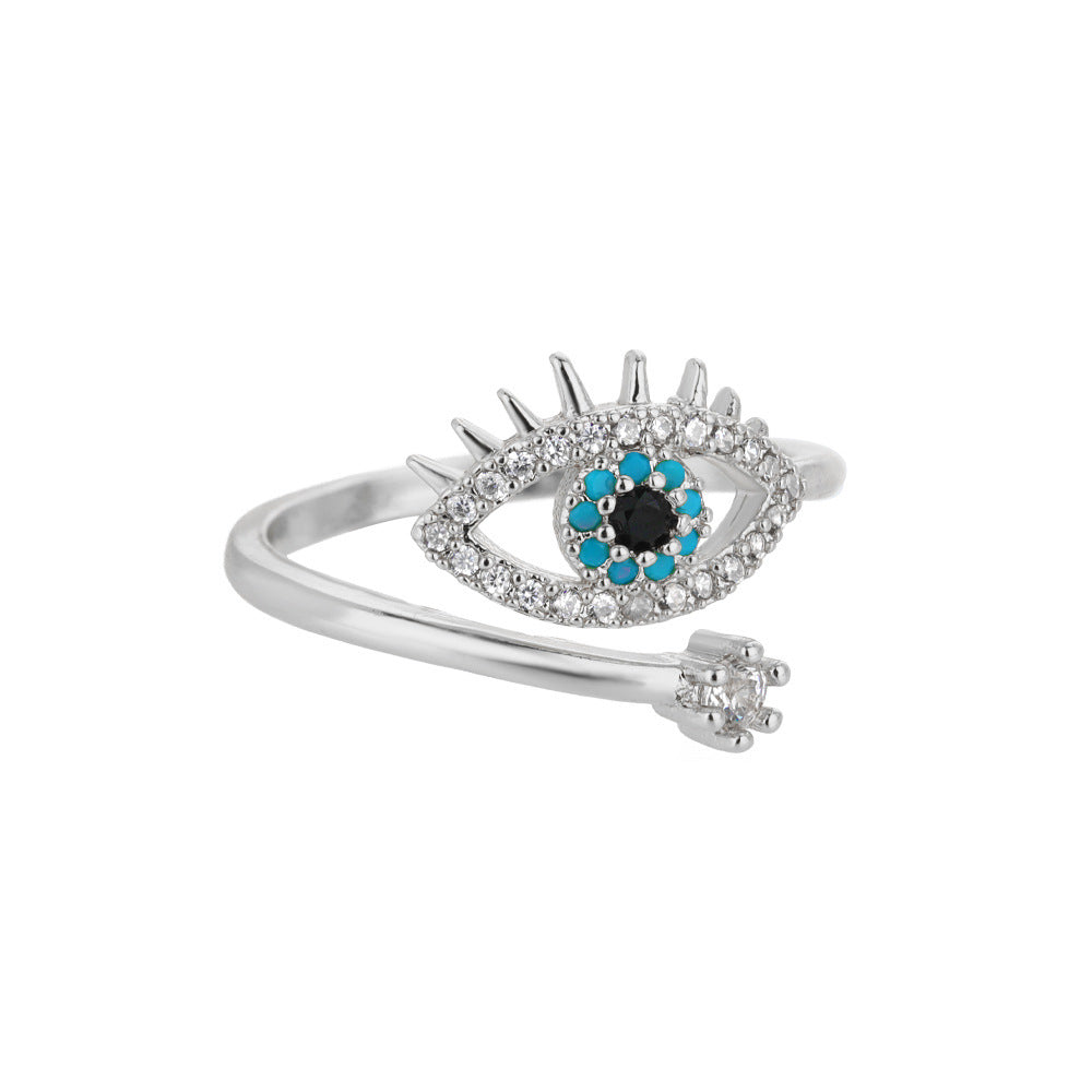 Korean Style Adjustable Heart Design Devil Eye Ring
