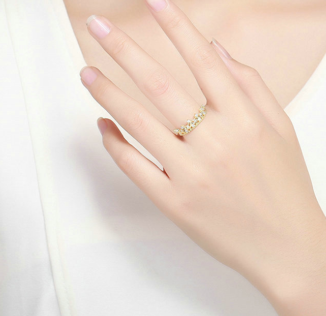 S925 Silver Crown Ring with Gold Plating for Women