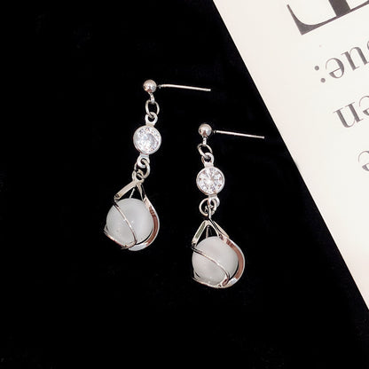 925 Silver Bow Earrings with Pearl Heart and Tassels