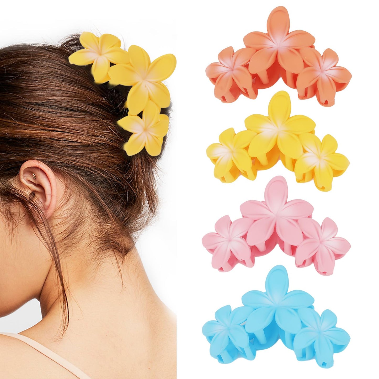 Floral Grip Matte Hair Clips 4-Pack for Women