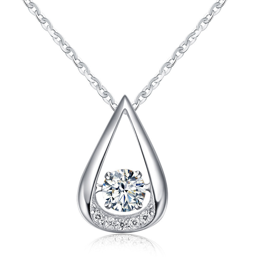 S925 Silver Necklace with Heart Pendant and Inlay