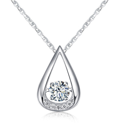 S925 Silver Necklace with Heart Pendant and Inlay