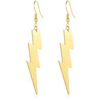 REELMAR 80s Dangle Earrings for Women Trendy 18K Gold Lightning Bolt Drop Earrings Minimalist Stainless Steel Geometric Statement Earings Jewelry (Gold)