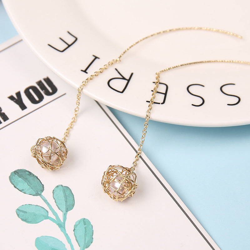 925 Silver Bow Earrings with Pearl Heart and Tassels