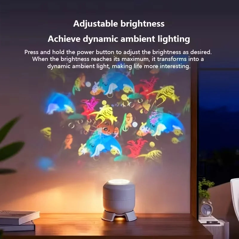 LED Ocean Projector Light, 360° Rotating Dynamic Night Light, USB Powered Ambient Lamp, Decorative Lighting for Game,Living Room