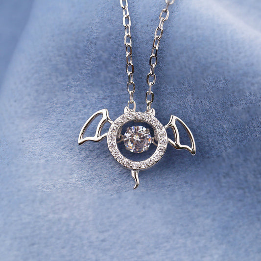 S925 Silver Necklace with Zircon Devil Design